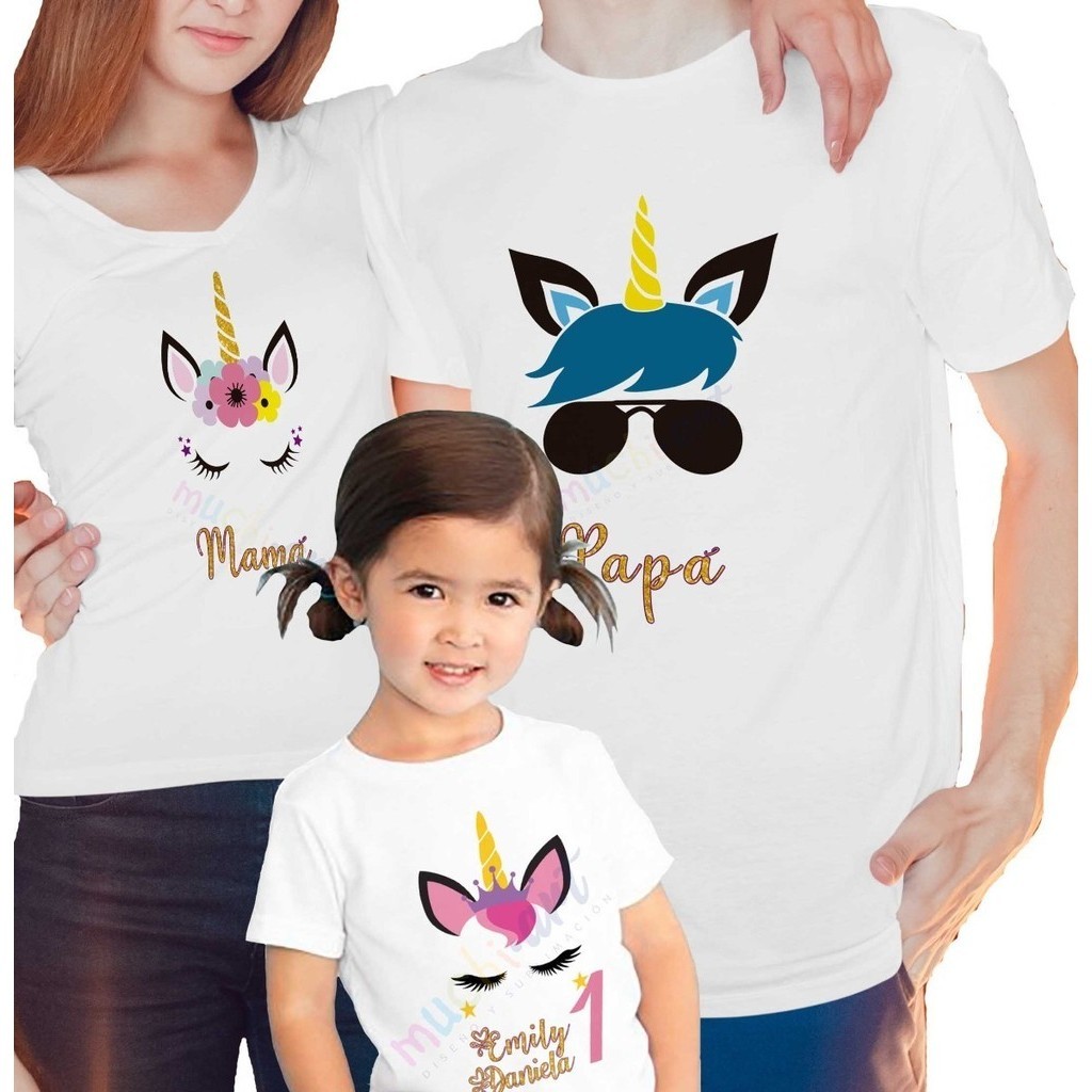 Kit 3 Familiar Camisetas Personalizadas Unicornio Aniversario Familia Camisetas Personalizadas para Festinha Shopee Brasil