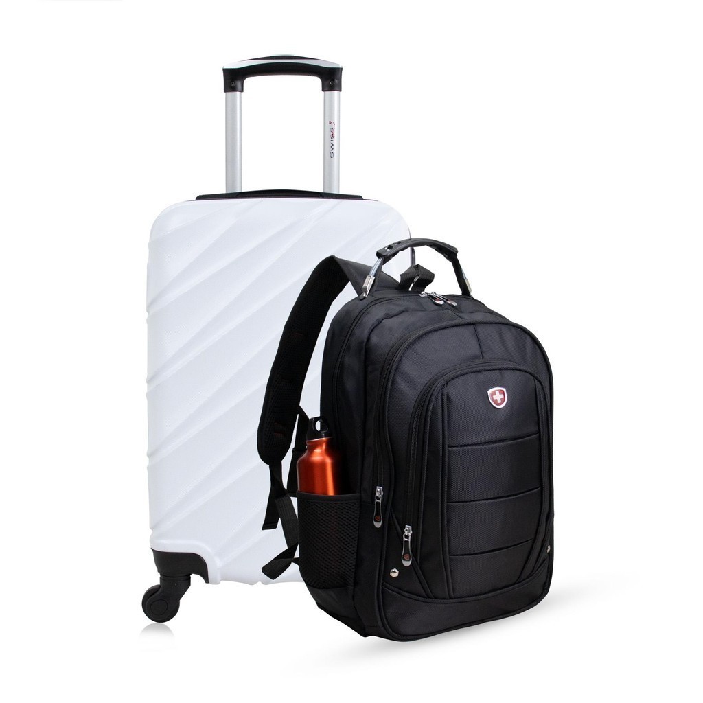Kit mala de bordo branca Havana + Mochila Infinity Swiss Move