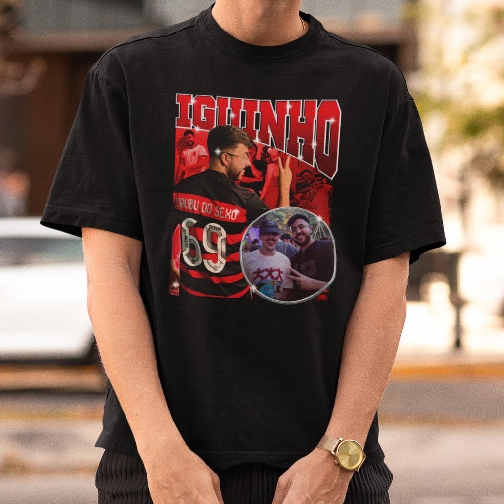 Camisa Básica Meme Iguinho Job 69 Cristiano Urubu Amo Loiras