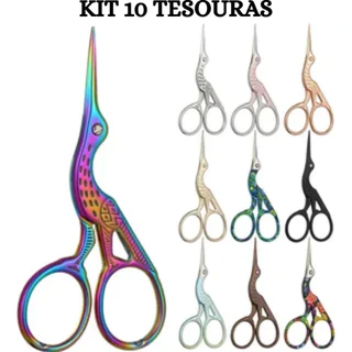 Kit 10 Tesourinhas Profissional Para Design Sobrancelhas Passaro