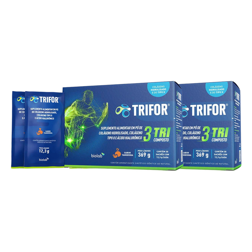 Kit 2 Trifor Suplemento Alimentar Colágeno Tangerina 30 Sach | Shopee ...