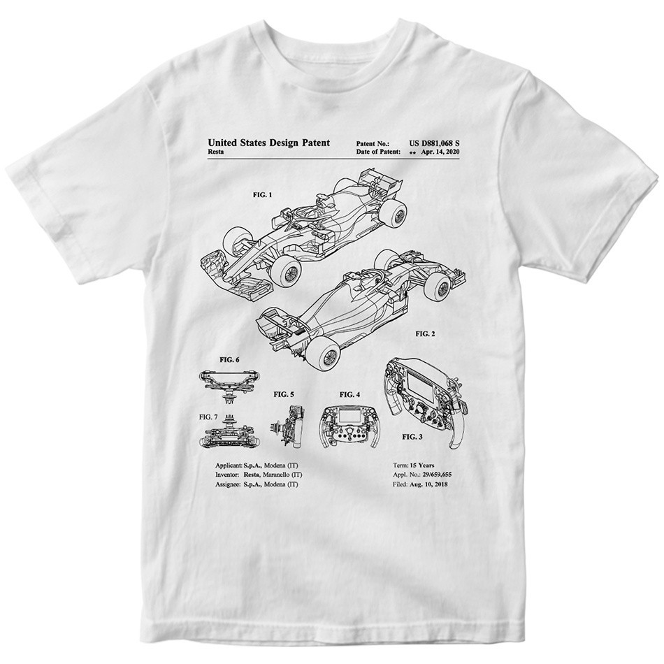 Camiseta Carro F1 Fórmula 1 Patente Projeto Camisa Blusa