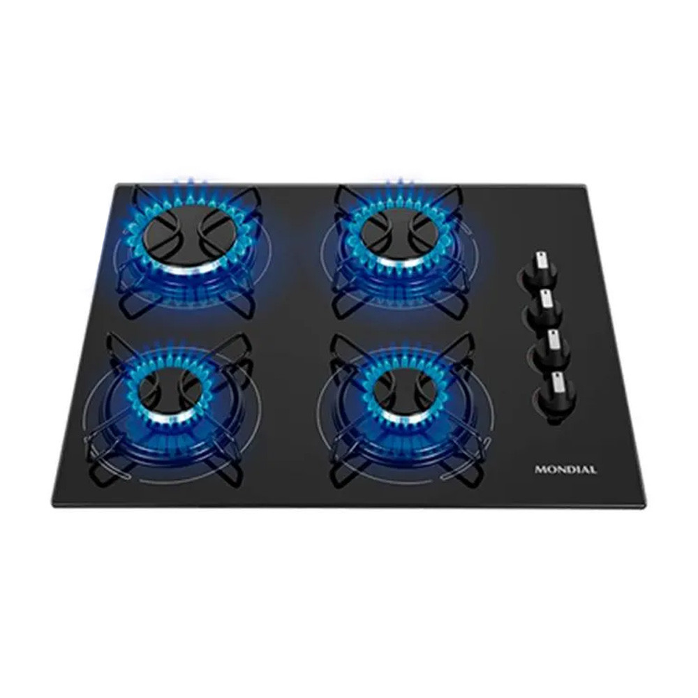 Fogão Cooktop 4 Bocas a Gás Mondial CTG-01 Preto/Inox Bivolt