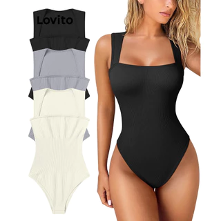 Lovito Body Básico Liso Casual Para Mulheres LNL45001