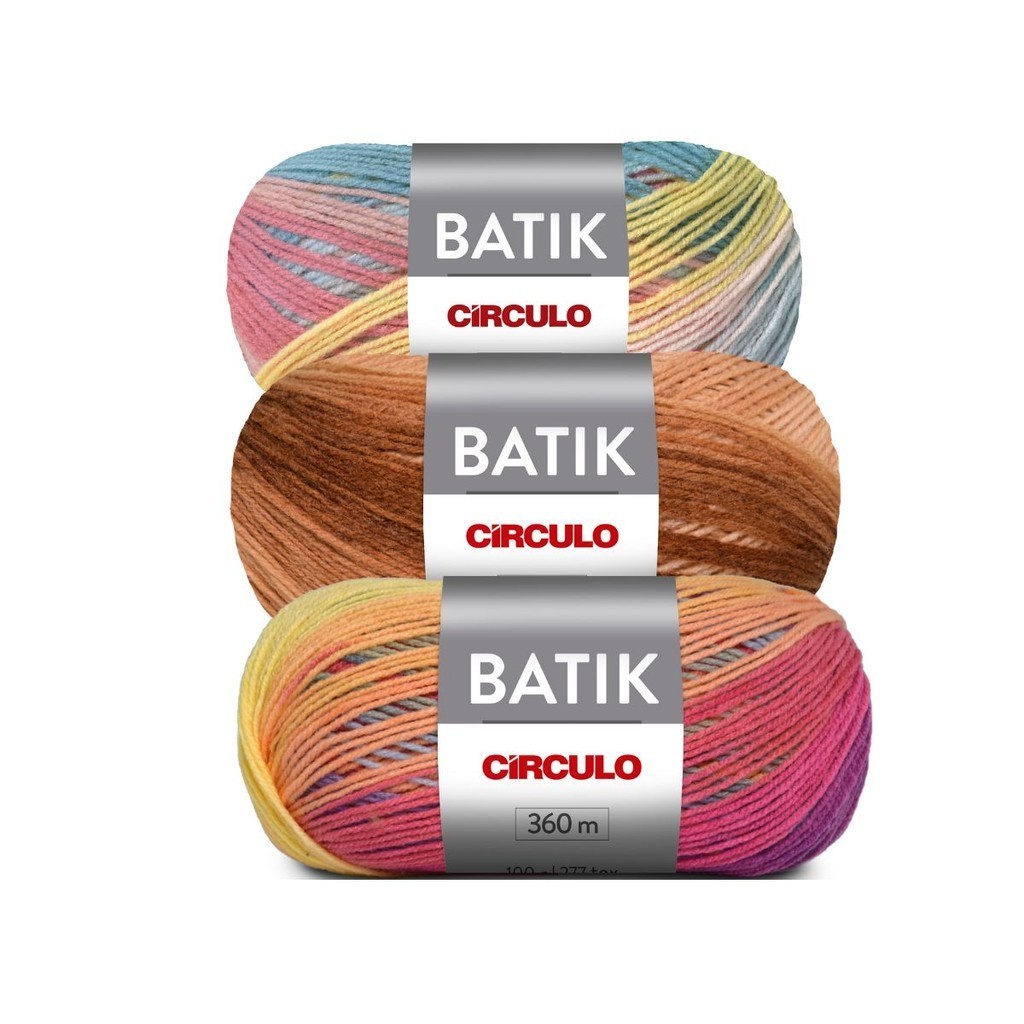 Kit Fio Acrílico Batik Crochê Tricô