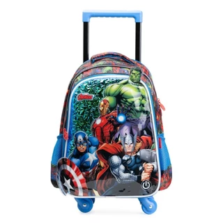 Mochila de 4 Rodinhas Infantil Masculina Vingadores Preta