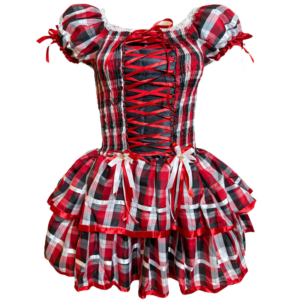 Vestido Caipira Infantil Vestido Festa Junina Xadrez Vermelho