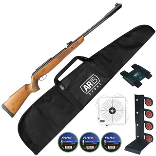 Kit Espingarda 4.5mm Gamo CFX IGT de Madeira Alvo Metal