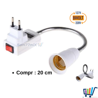 Soquete Flexível Para Lampada E27 Adaptador Extensão Com Tomada Bocal 20cm