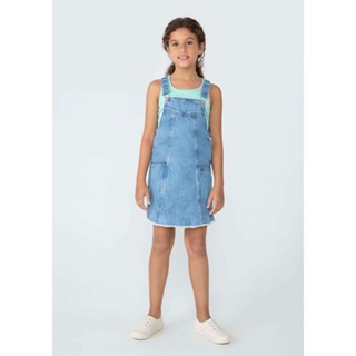 Jardineira Jeans Infantil Menina Curta Hering Kids