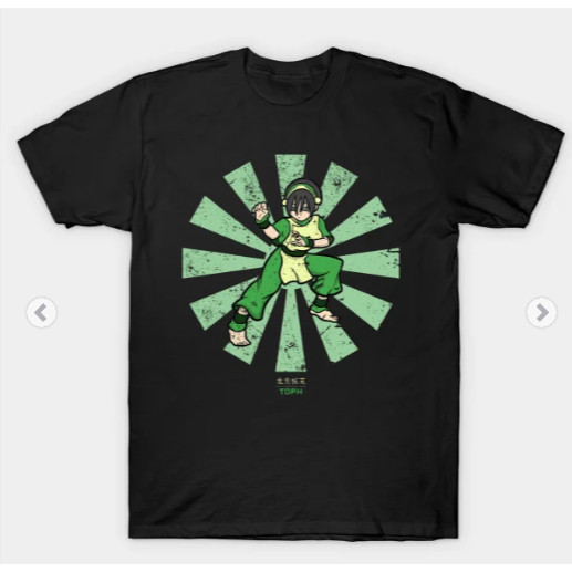 Camiseta Toph Retro Japonesa Avatar Para Homens Adultos/TOPS Kids (Menino E Menina) Tamanho 110-150