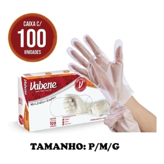 Luvas Descartáveis Preta ou Transparente Viniflex Vabene S/ Pó Cx. C/ 100 Unid.