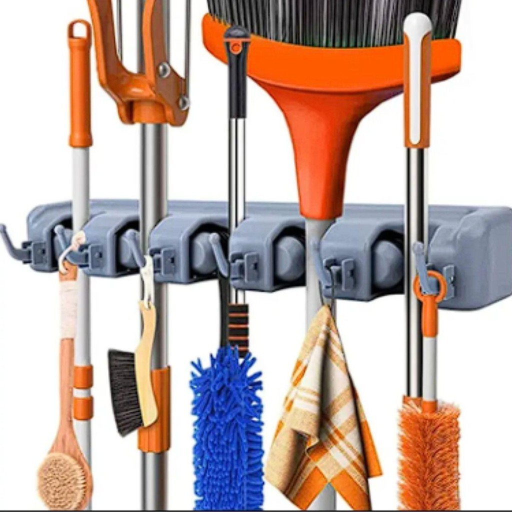 Suporte para Vassouras Rodo Chave Multiuso 6 ganchos e 5 posições