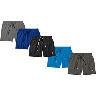 Kit 5 Shorts Resina Bermuda Tactel Masculino Liso Lisa Básico Mauricinho 2 Bolsos