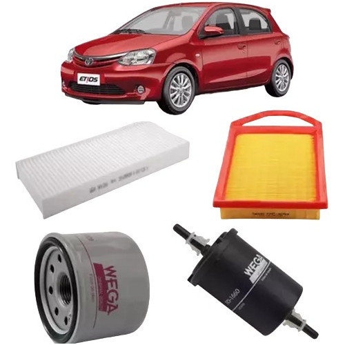 Kit Filtros Revisão Toyota Etios 1.3/1.5 16v 2012/2015 Wega