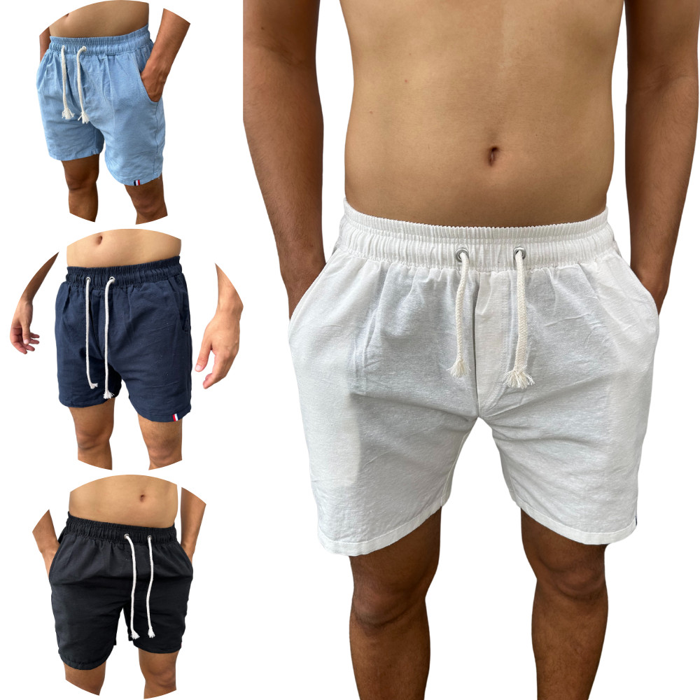 Short Linho Masculino Bermuda Mauricinho Premium Basica Casual