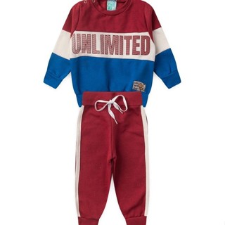 Conjunto Bebê Moletom Menino - Unlimited -Vermelho