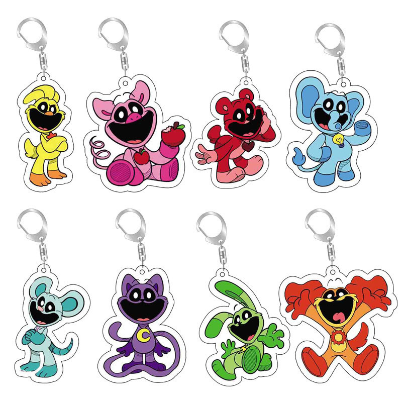 Jogo Poppy Playtime 3 Critérios Sorridentes Cartoon Catnap Periférico Anéis Chaveiros Acrílicos Correntes Kids Backpack Pendants