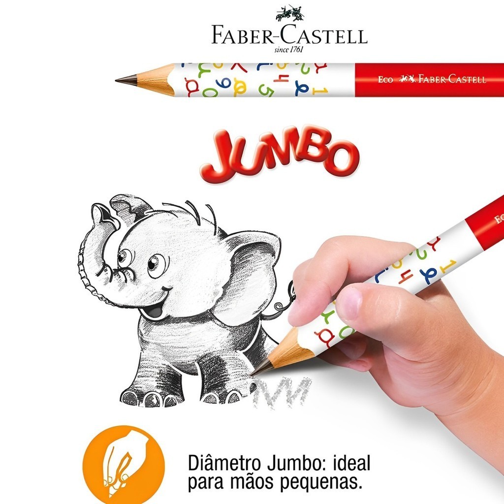 KIT 8 UND LAPIS DE ESCREVER GRAFITE JUMBO N 2 HB FABER-CASTELL