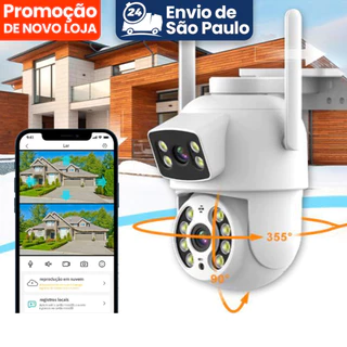 Câmera De Segurança Lente Dupla ICSEE IP66 Wi-Fi 360° Sensor Movimento Visão Noturna 2 em 1 Fixa + Giratória Envio Imediato
