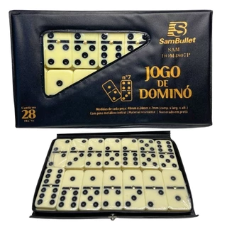 Jogo De Dominó De Osso Profissional Com 28 Peças Com Estojo De Maleta Com Cores