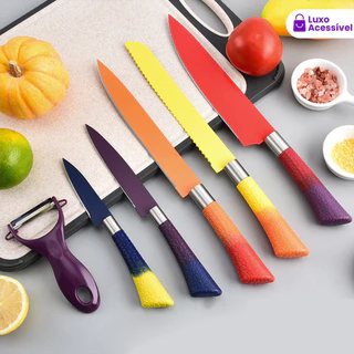 6 Peças Conjunto De Facas De Corte Coloridas Gourmet Cozinha Peer Pacote De Caixa De Presente