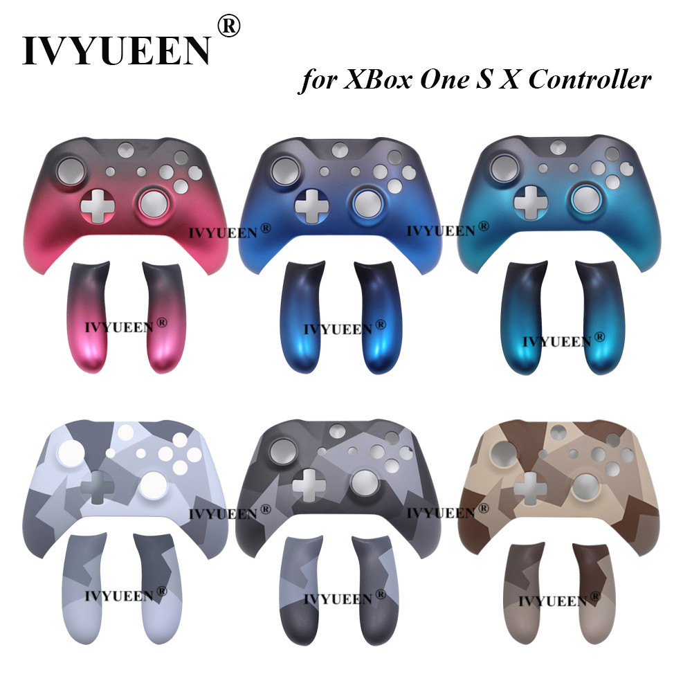 IVYUEEN Para Xbox One S X Carcaça De Substituição Do Controlador Frontal Da Tampa Traseira Concha Pega A Caixa Azul Sombra Personalizar
