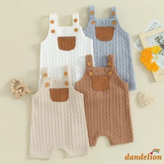 0-18 Meses Baby Boys Jumpsuits Botões De Contraste Bolso Alças Roupas Casuais De Verão Para Bebês