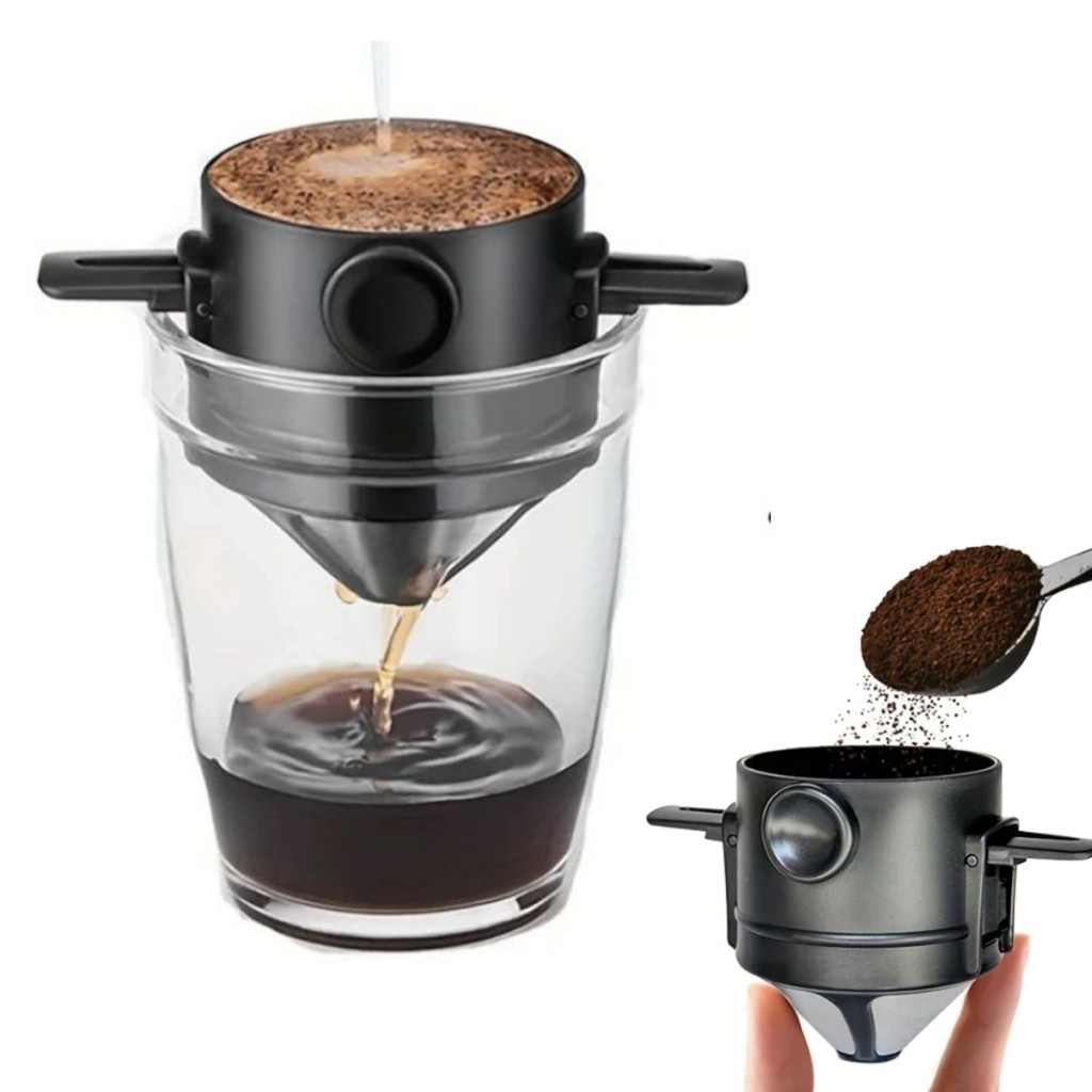 Mini coador filtro de café individual inox lavável portátil reutilizável chá drip