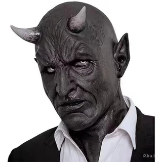 Máscara do diabo, assustador Horned Diabo Látex Máscara Medo Decoração Homens Traje de Halloween Grito Demônio Máscara Facial
