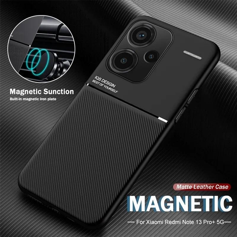 Redmi Note13 ProPlus 5G Capa Magnética Para Carro Telefone De Couro Note 13 Pro Case Note13Plus + 4G/5G TPU