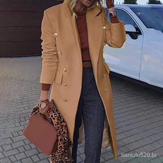Pure Color Outono Inverno Sobretudo Manga Longa Slim Fit Longo Casaco De Lã Quente Mulheres Para A Vida Diária em Promoção na Shopee Pure Color Outono Inverno Sobretudo Manga Longa Slim Fit Longo Casaco De Lã Quente Mulheres Para A Vida Diária
