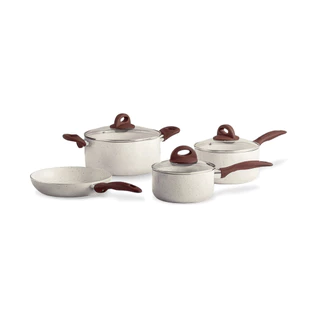 Jogo de Panelas Brinox 4 Peças Antiaderente Ceramic Life Smart Plus Cor Vanila em Oferta na Shopee