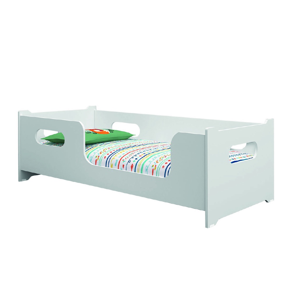 Cama Infantil Montessoriana com Grade Encanto para Colchão 1,50x0,70m Branco Gabrielli