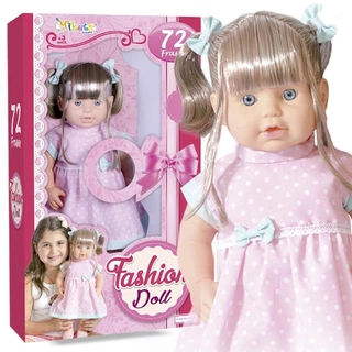 Boneca Fashion Doll Grande Fala 72 Frases 50cm C/Lacinho e Meia