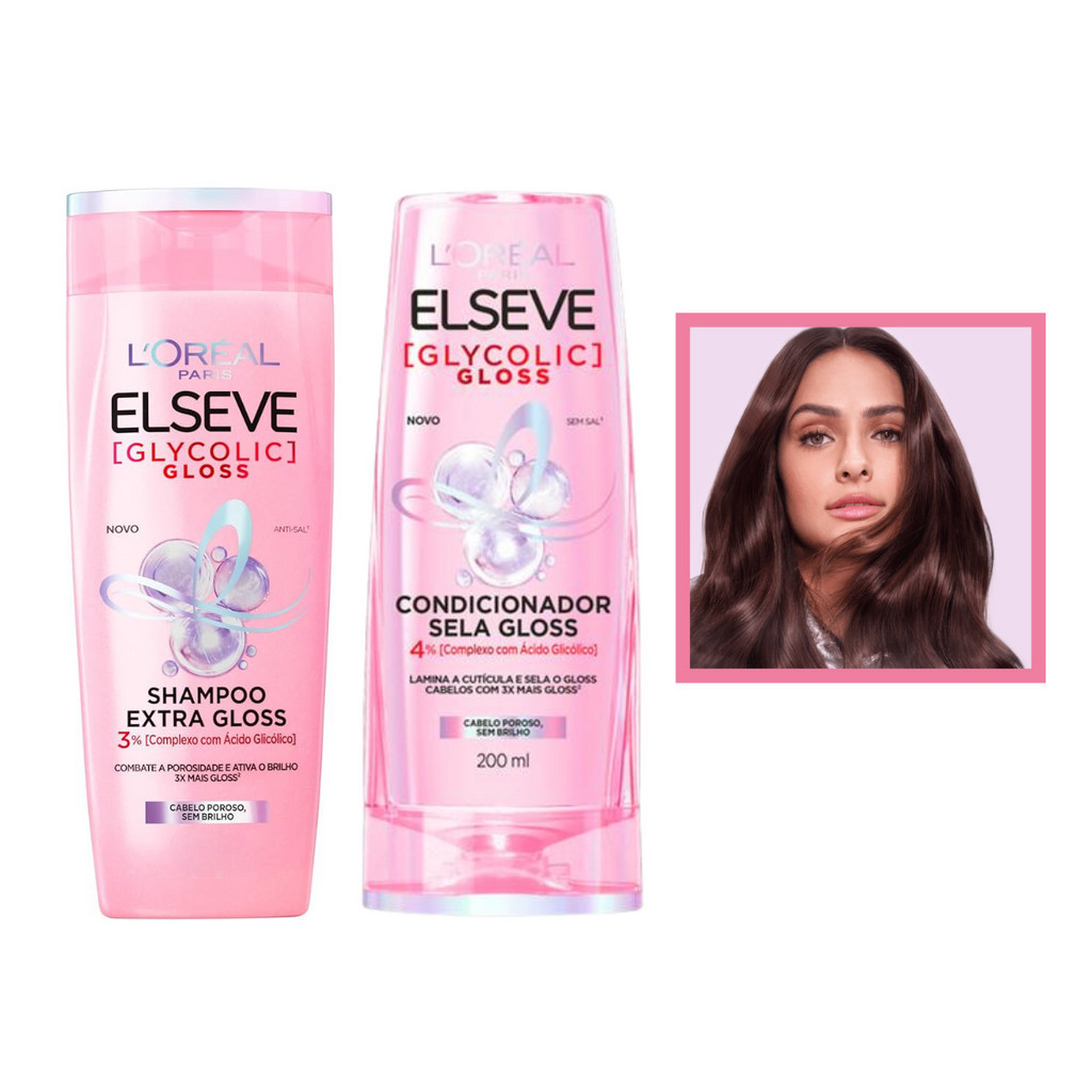 Kit Shampoo e Condicionador Elseve Glycolic Gloss Sem Sal | Shopee Brasil