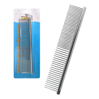 Pente de Aço Inox Pequeno/Médio 2 em 1 Profissional Escovar Pêlos Cachorros Cães Gatos Pets Animais Banho Tosa Petshop