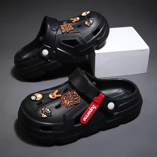 Sapatos masculinos de sola grossa com buraco 2024 antiderrapante sola grossa leve respirável praia Baotou sandálias Sli