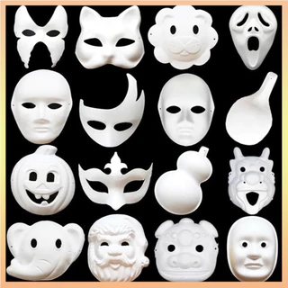 Máscaras De Papel Branco Meia Cara Festa De Bricolage Máscara Halloween Em Para Engraçada