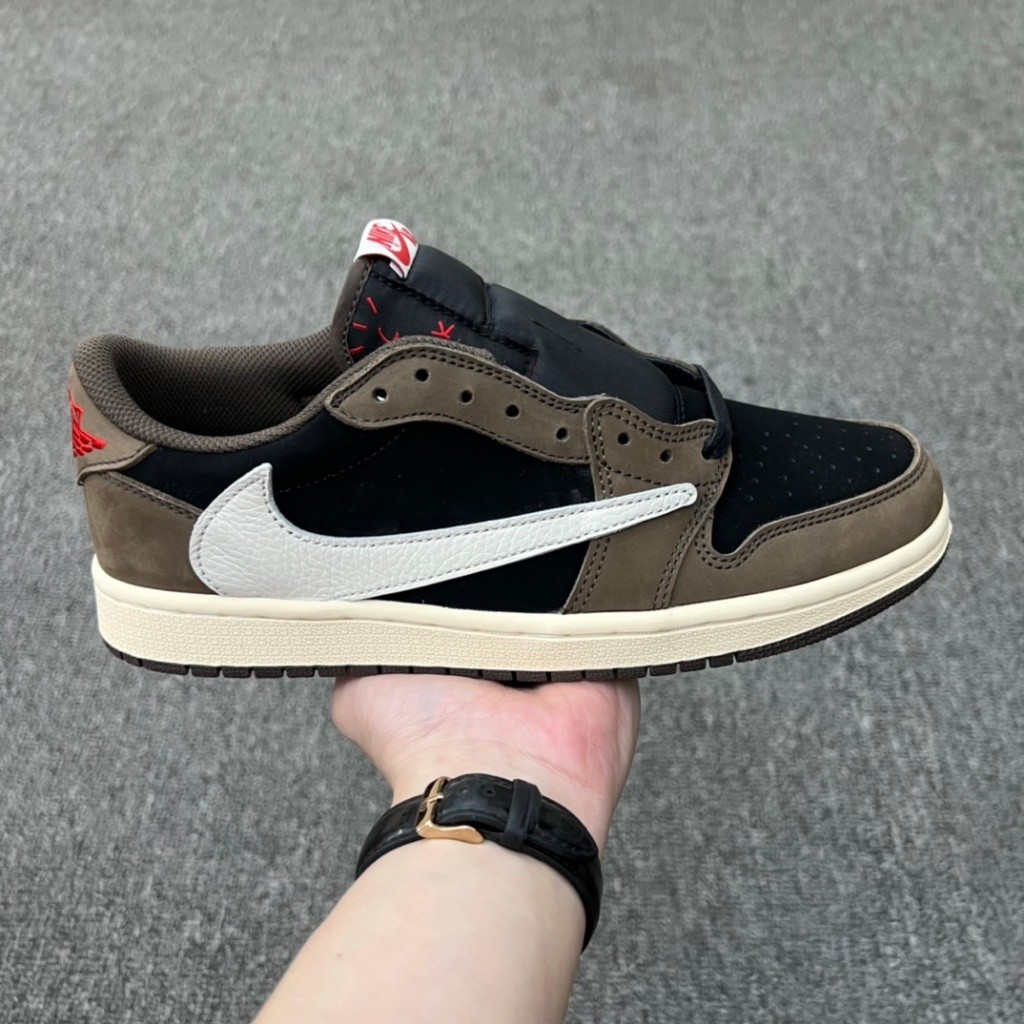 Travis Scott modelo combinação marrom escuro ré baixa-tênis casual para homens e mulheres