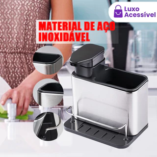 Armazenamento De Louças De Cozinha Com Prático Dispensador De Sabão De Aço Inoxidável