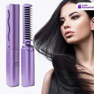 Pente De Alisamento De Cabelo Portátil , Bateria De Longa Duração , Alisador Com Quente Recarregável , Adequado Para Os