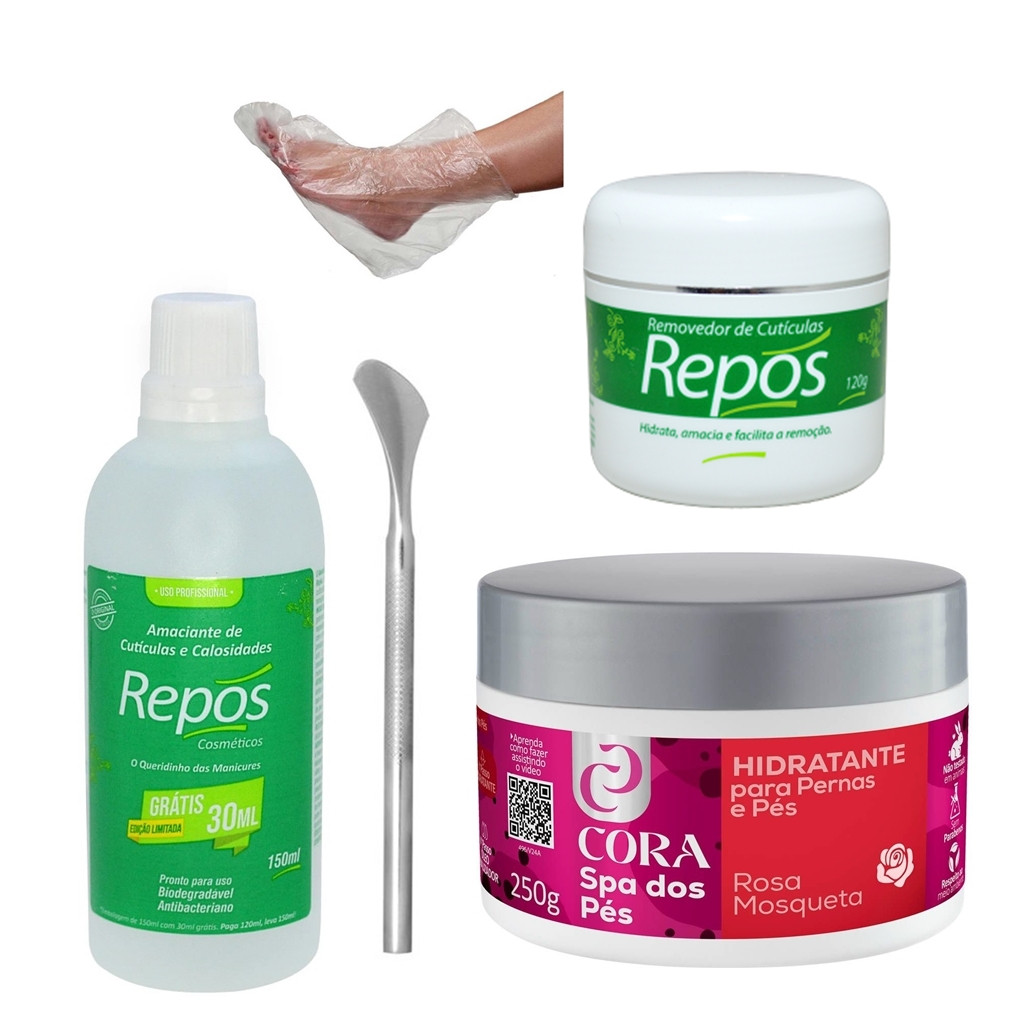 Kit Spa dos Pés Amaciante 150ml + 222 + Removedor de Cutículas Repos ...