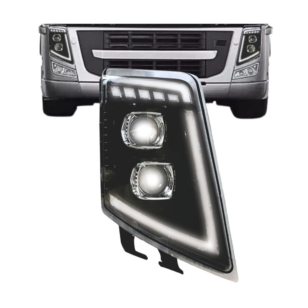 Lente Farol Principal Dianteiro e DRL Full LED Para Volvo FM / FH 2009 ...