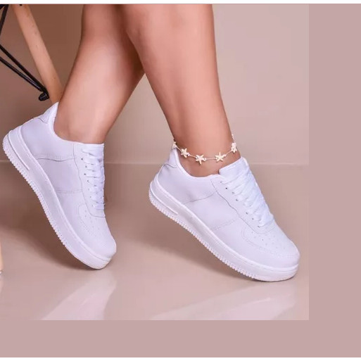 Tenis branco unissex estiloso confortavel Promoção