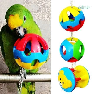 DELMER Brinquedos De Bolas De Papagaio , Mastigar De Contas Plásticas , Produtos Para Animais De Estimação Com Corrente Gaiola De Pássaros Colorida
