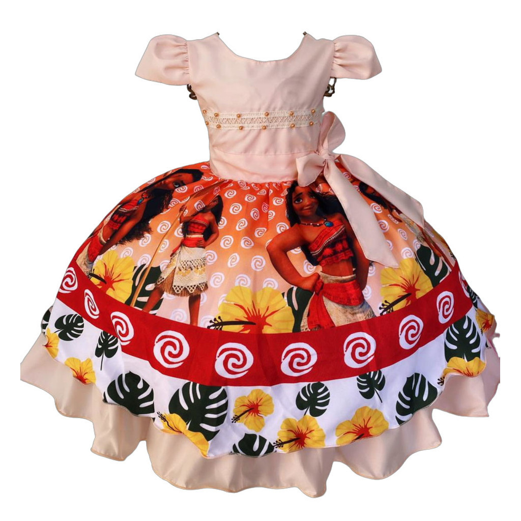 Vestido De Festa Infantil Da Moana | Shopee Brasil