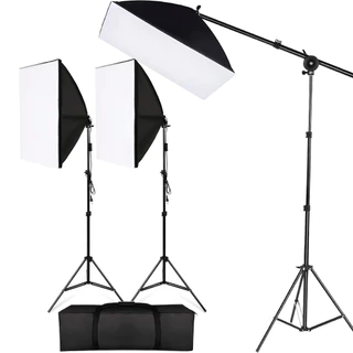 Kit Iluminação Estúdio 2 Softbox 50X70 + 1 Softbox 40X40 Girafa