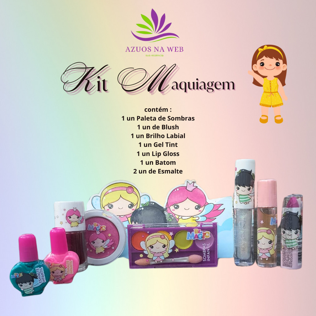 Kit Maquiagem Infantil,Be Magic - 1Paleta de Sombra+1Brilho Labial ...