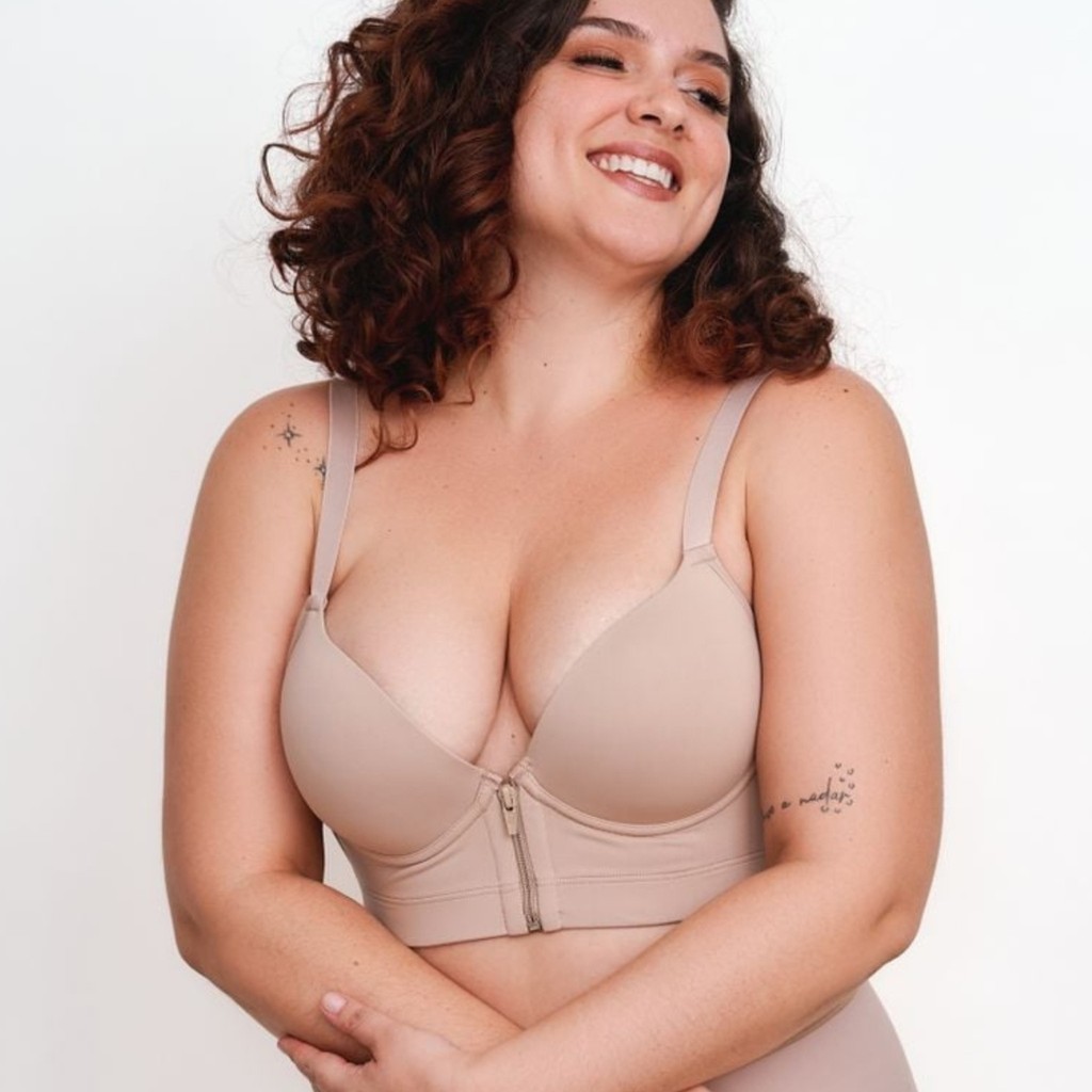 Sutiã Com Fecho Frontal Zíper Plus Size Costas Nadador Vi Lingerie